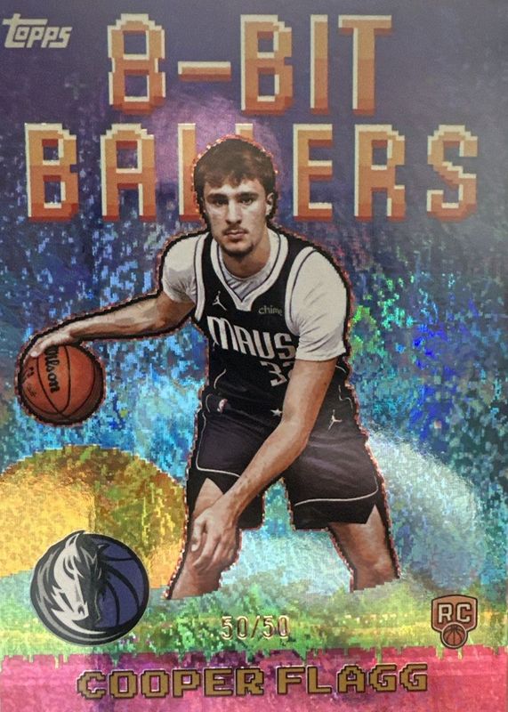 Cooper Flagg 2025 Topps #8B-31 8-Bit Ballers - Gold Holo Foil /50 Rookie RAW