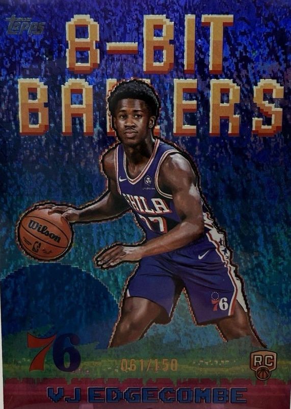 VJ Edgecombe 2025 Topps #8B-33 8-Bit Ballers - Blue Holo Foil /150 Rookie RAW