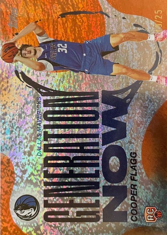 Cooper Flagg 2025 Topps #GN-1 Generation Now - Orange Holo Foil /25 Rookie RAW