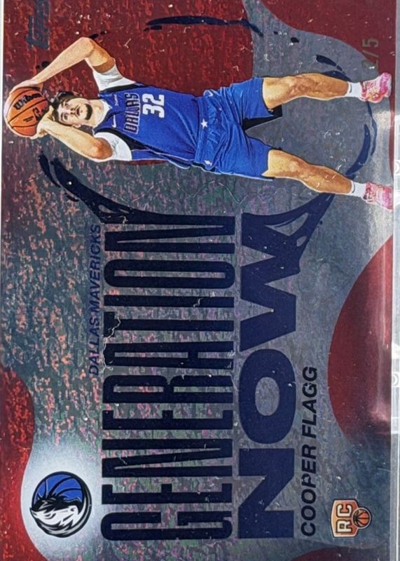 Cooper Flagg 2025 Topps #GN-1 Generation Now - Red Holo Foil /5 Rookie RAW