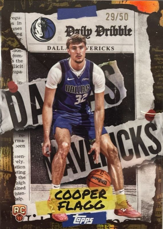 Cooper Flagg 2025 Topps #DD-31 The Daily Dribble - Gold Rainbow /50 Rookie RAW