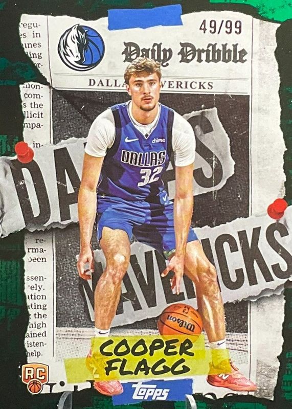 Cooper Flagg 2025 Topps #DD-31 The Daily Dribble - Green Rainbow /99 Rookie RAW