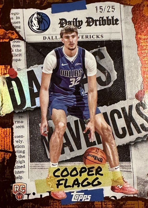 Cooper Flagg 2025 Topps #DD-31 The Daily Dribble - Orange Rainbow /25 Rookie RAW