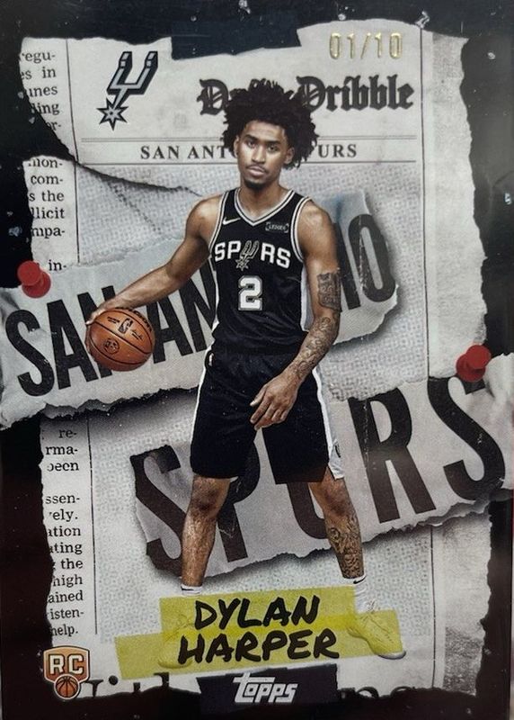 Dylan Harper 2025 Topps #DD-32 The Daily Dribble - Black Rainbow /10 Rookie RAW