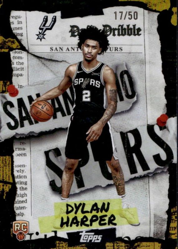 Dylan Harper 2025 Topps #DD-32 The Daily Dribble - Gold Rainbow /50 Rookie RAW