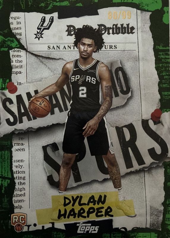 Dylan Harper 2025 Topps #DD-32 The Daily Dribble - Green Rainbow /99 Rookie RAW