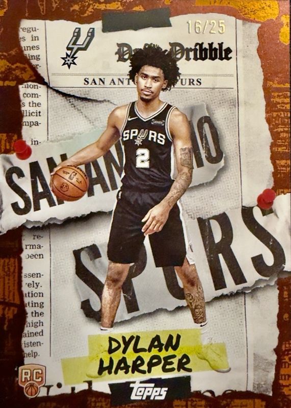 Dylan Harper 2025 Topps #DD-32 The Daily Dribble - Orange Rainbow /25 Rookie RAW