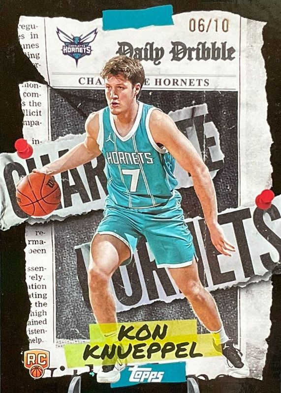 Kon Knueppel 2025 Topps #DD-34 The Daily Dribble - Black Rainbow /10 Rookie RAW