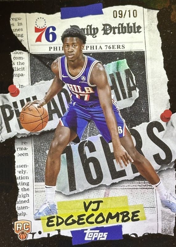 VJ Edgecombe 2025 Topps #DD-33 The Daily Dribble - Black Rainbow /10 Rookie RAW