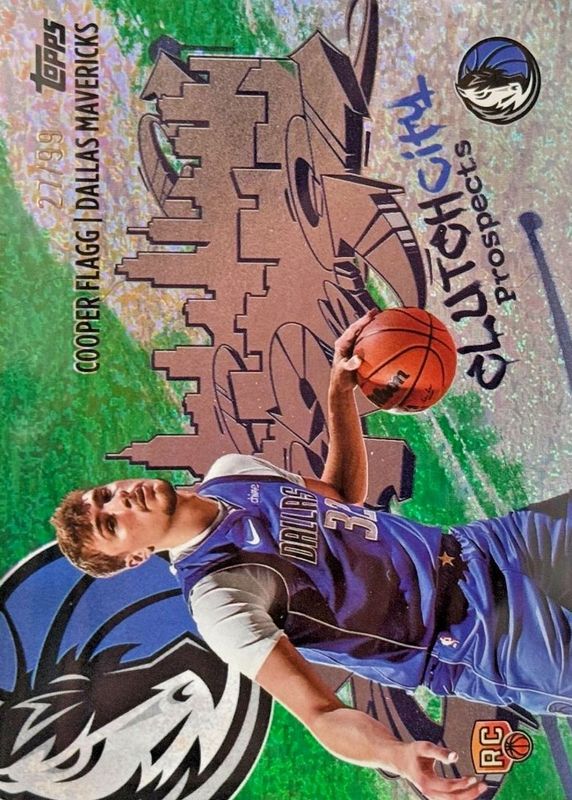 Cooper Flagg 2025 Topps #CC-1 Clutch City Prospects - Green Holo Foil /99 Rookie RAW