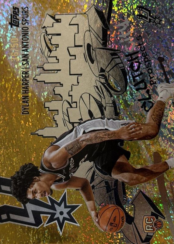 Dylan Harper 2025 Topps #CC-2 Clutch City Prospects - Gold Holo Foil /50 Rookie RAW