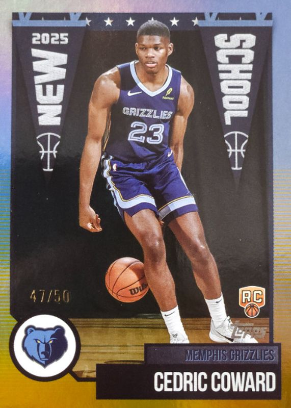 Cedric Coward 2025 Topps #NS-11 New School - Gold Rainbow /50 Rookie RAW