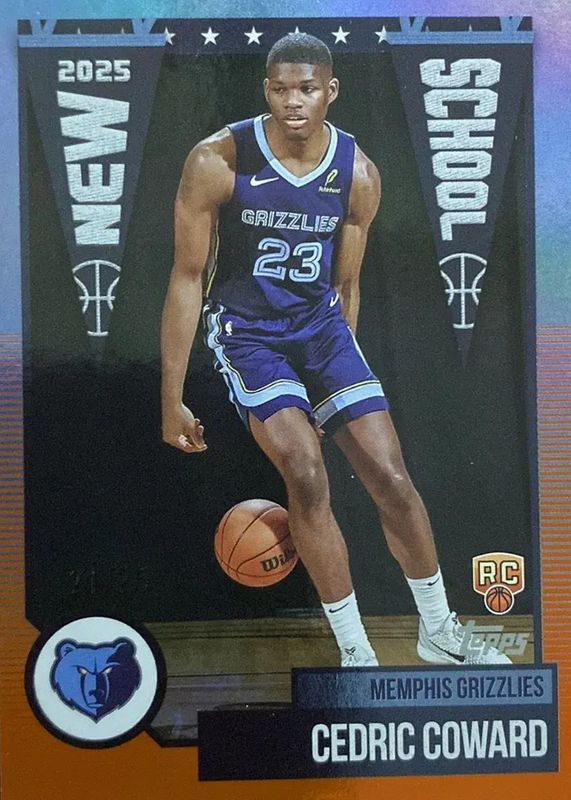 Cedric Coward 2025 Topps #NS-11 New School - Orange Rainbow /25 Rookie RAW