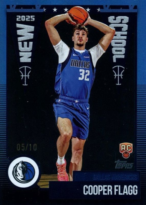 Cooper Flagg 2025 Topps #NS-1 New School - Black Rainbow /10 Rookie RAW