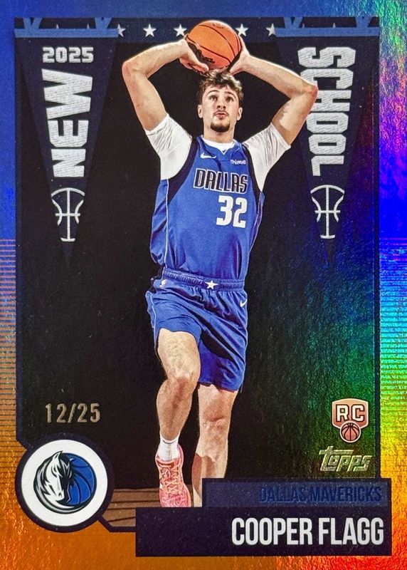 Cooper Flagg 2025 Topps #NS-1 New School - Orange Rainbow /25 Rookie RAW
