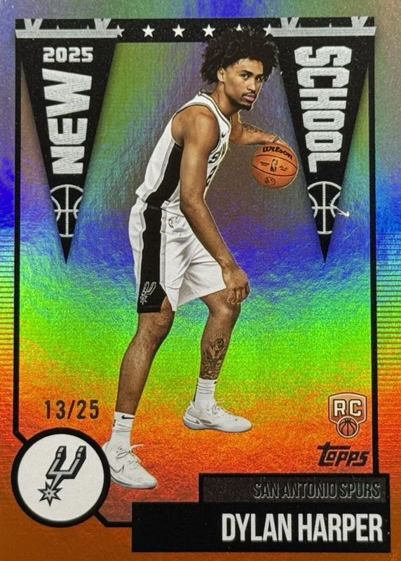 Dylan Harper 2025 Topps #NS-2 New School - Orange Rainbow /25 Rookie RAW