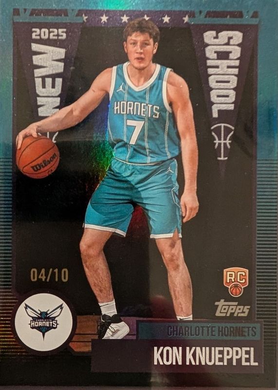 Kon Knueppel 2025 Topps #NS-4 New School - Black Rainbow /10 Rookie RAW