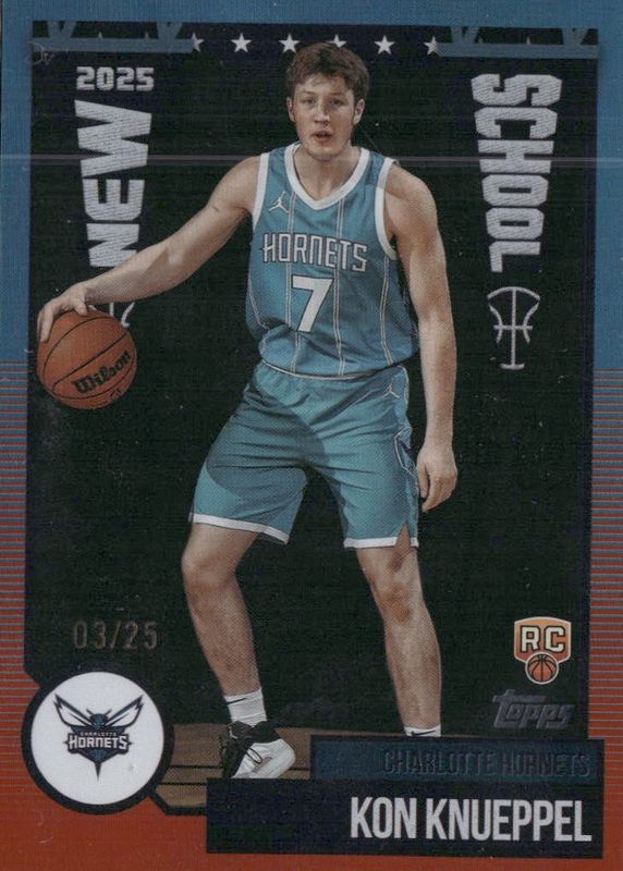 Kon Knueppel 2025 Topps #NS-4 New School - Orange Rainbow /25 Rookie RAW