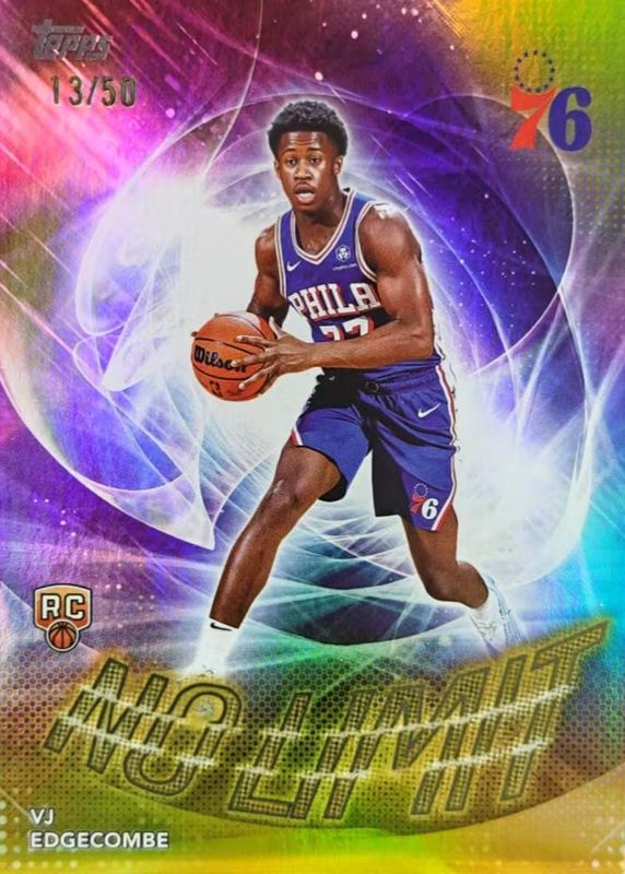 VJ Edgecombe 2025 Topps #NL-3 No Limit - Gold Rainbow /50 Rookie RAW