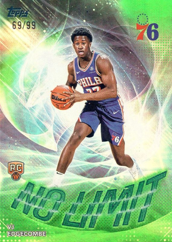 VJ Edgecombe 2025 Topps #NL-3 No Limit - Green Rainbow /99 Rookie RAW
