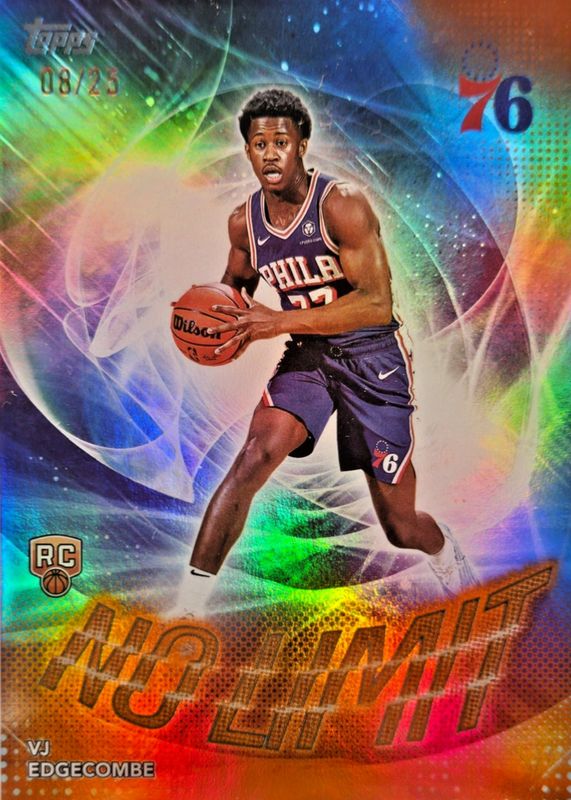 VJ Edgecombe 2025 Topps #NL-3 No Limit - Orange Rainbow /25 Rookie RAW