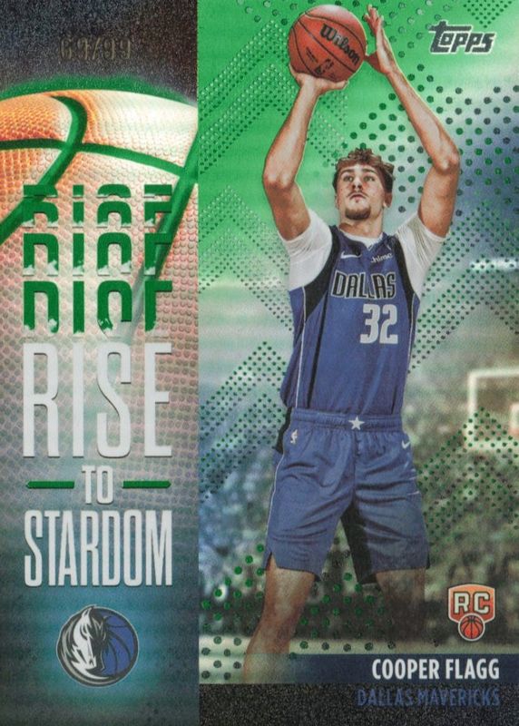 Cooper Flagg 2025 Topps #RTS-1 Rise to Stardom - Green Rainbow /99 Rookie RAW