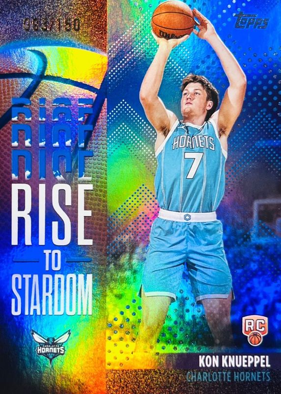 Kon Knueppel 2025 Topps #RTS-4 Rise to Stardom - Blue Rainbow /150 Rookie RAW