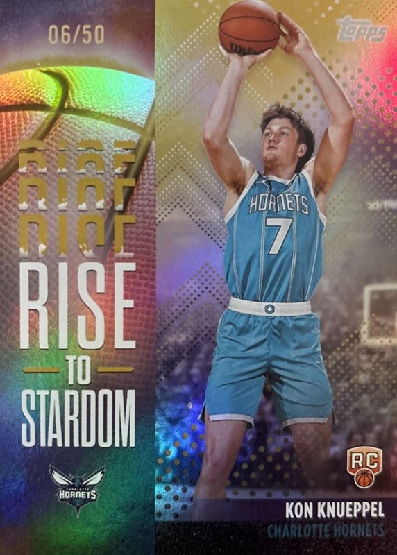 Kon Knueppel 2025 Topps #RTS-4 Rise to Stardom - Gold Rainbow /50 Rookie RAW