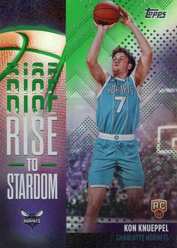 Kon Knueppel 2025 Topps #RTS-4 Rise to Stardom - Green Rainbow /99 Rookie RAW
