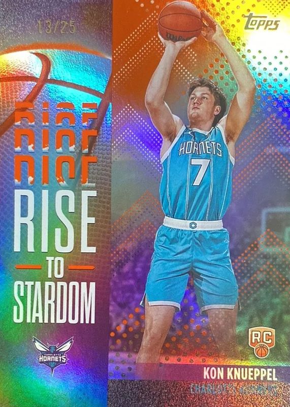 Kon Knueppel 2025 Topps #RTS-4 Rise to Stardom - Orange Rainbow /25 Rookie RAW