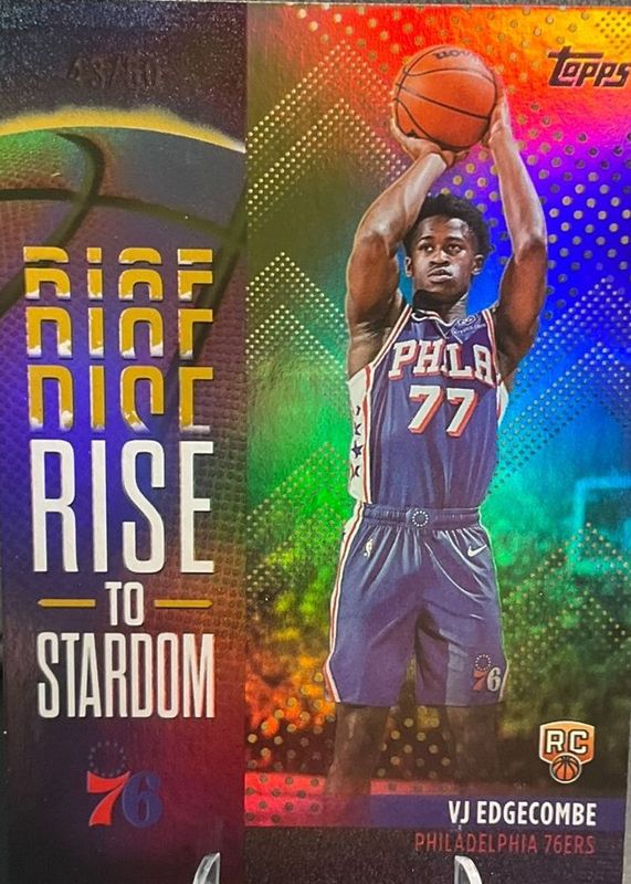 VJ Edgecombe 2025 Topps #RTS-3 Rise to Stardom - Gold Rainbow /50 Rookie RAW