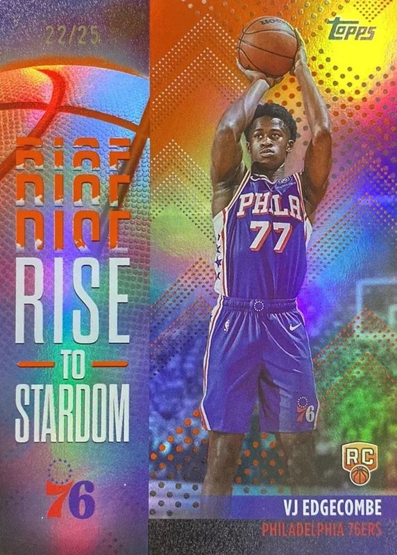 VJ Edgecombe 2025 Topps #RTS-3 Rise to Stardom - Orange Rainbow /25 Rookie RAW
