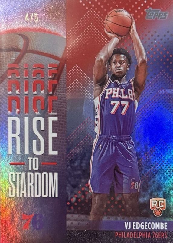 VJ Edgecombe 2025 Topps #RTS-3 Rise to Stardom - Red Rainbow /5 Rookie RAW