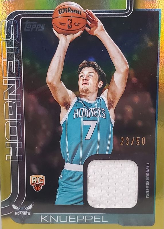 Kon Knueppel 2025 Topps #FRO-KK Flagship Real One Relics - Gold Rainbow /50 Rookie RAW