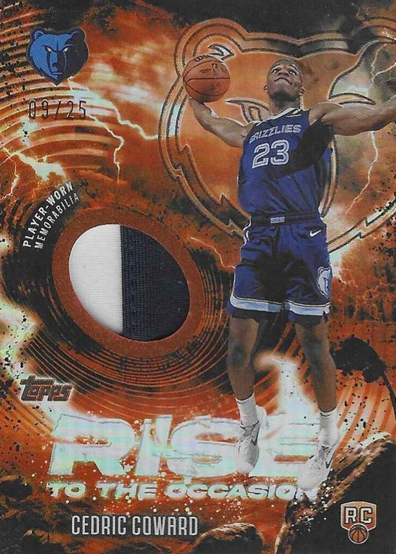 Cedric Coward 2025 Topps #RTO-CC Rise to the Occasion Relics - Orange Rainbow /25 Rookie RAW