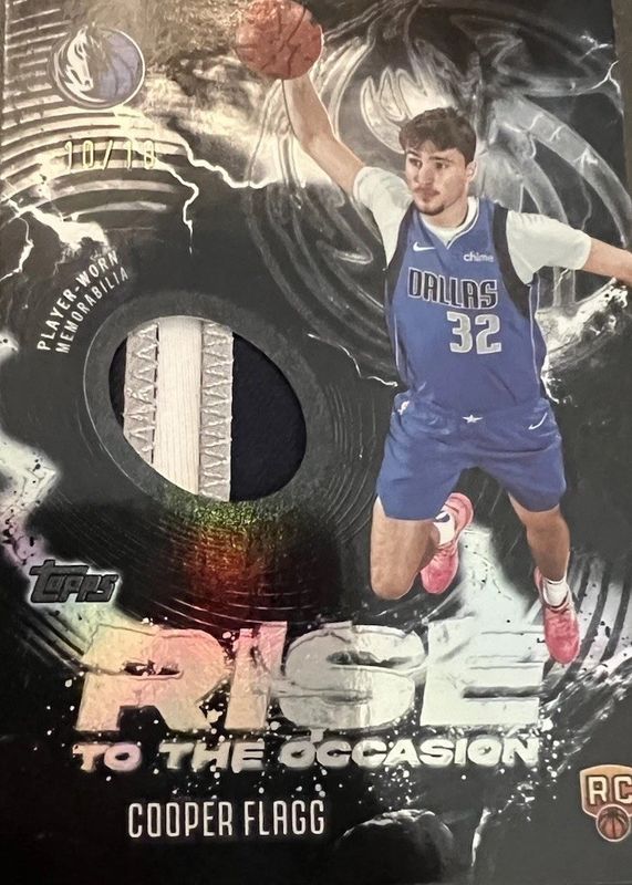 Cooper Flagg 2025 Topps #RTO-CF Rise to the Occasion Relics - Black Rainbow /10 Rookie RAW
