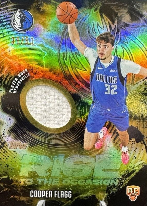 Cooper Flagg 2025 Topps #RTO-CF Rise to the Occasion Relics - Gold Rainbow /50 Rookie RAW