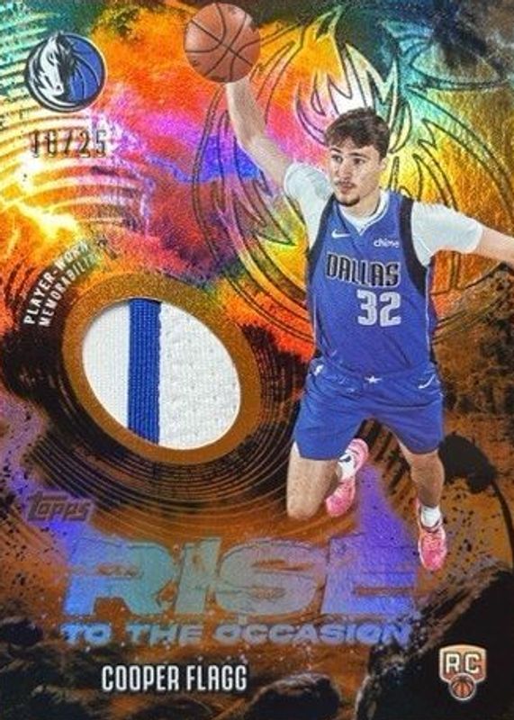 Cooper Flagg 2025 Topps #RTO-CF Rise to the Occasion Relics - Orange Rainbow /25 Rookie PSA 10