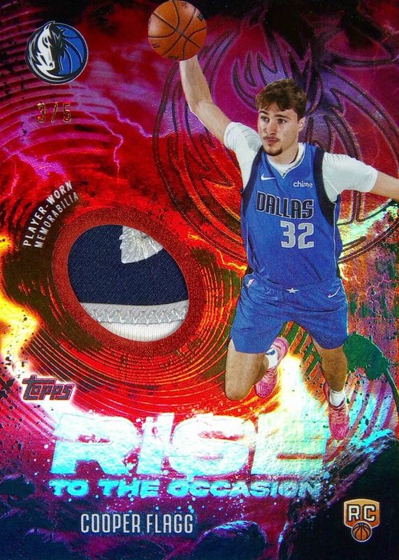 Cooper Flagg 2025 Topps #RTO-CF Rise to the Occasion Relics - Red Rainbow /5 Rookie RAW