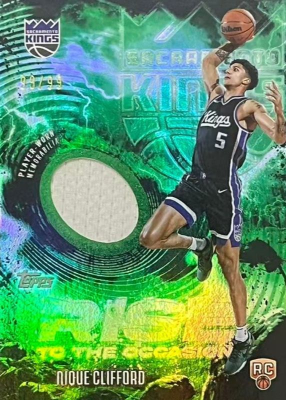 Nique Clifford 2025 Topps #RTO-NC Rise to the Occasion Relics - Green Rainbow /99 Rookie RAW
