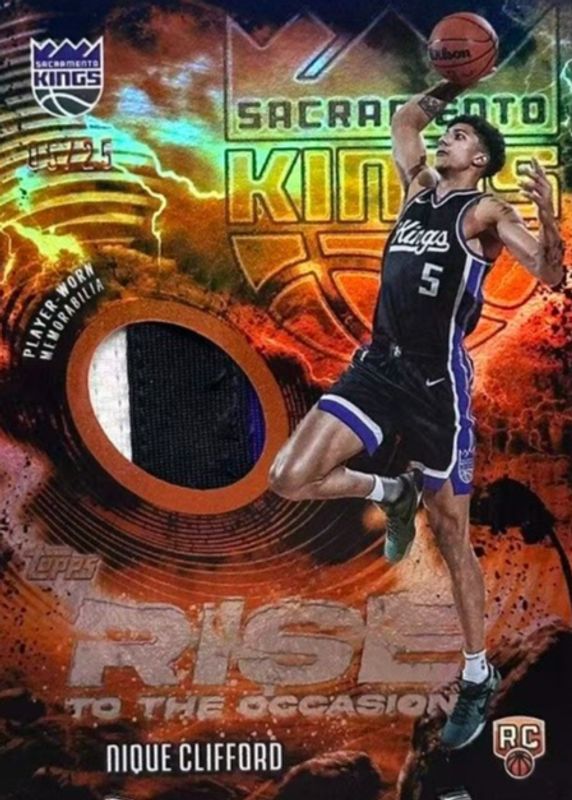 Nique Clifford 2025 Topps #RTO-NC Rise to the Occasion Relics - Orange Rainbow /25 Rookie RAW