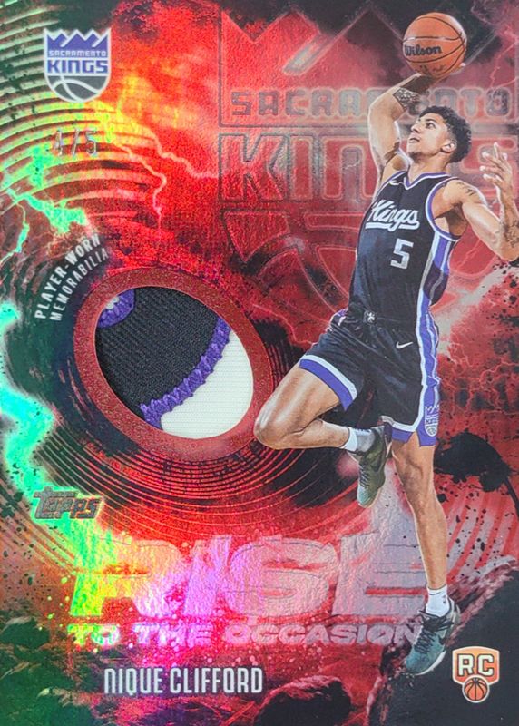 Nique Clifford 2025 Topps #RTO-NC Rise to the Occasion Relics - Red Rainbow /5 Rookie RAW