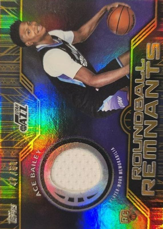 Ace Bailey 2025 Topps #RRR-AB Rookie Roundball Remnants - Gold Rainbow /50 RAW
