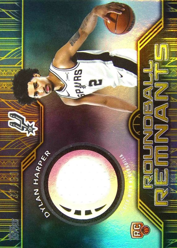 Dylan Harper 2025 Topps #RRR-DH Rookie Roundball Remnants - Gold Rainbow /50 RAW