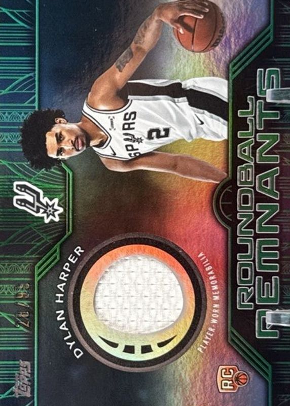 Dylan Harper 2025 Topps #RRR-DH Rookie Roundball Remnants - Green Rainbow /99 RAW