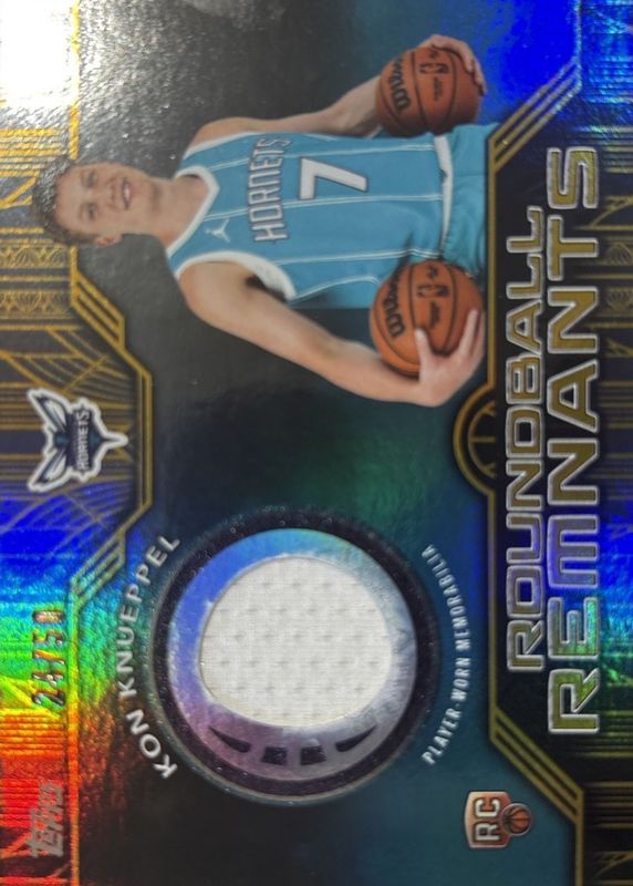 Kon Knueppel 2025 Topps #RRR-KK Rookie Roundball Remnants - Gold Rainbow /50 RAW