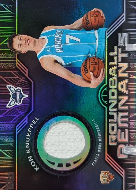 Kon Knueppel 2025 Topps #RRR-KK Rookie Roundball Remnants - Rainbow Foilboard RAW