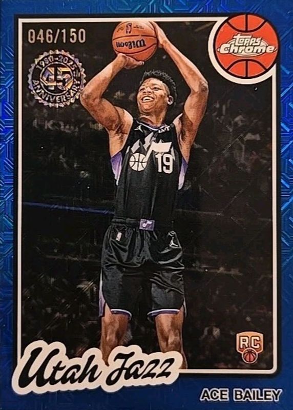 Ace Bailey 2025 Topps Silver Pack #TC-AB 1980-81 Topps Chrome - Blue Refractor /150 Rookie RAW