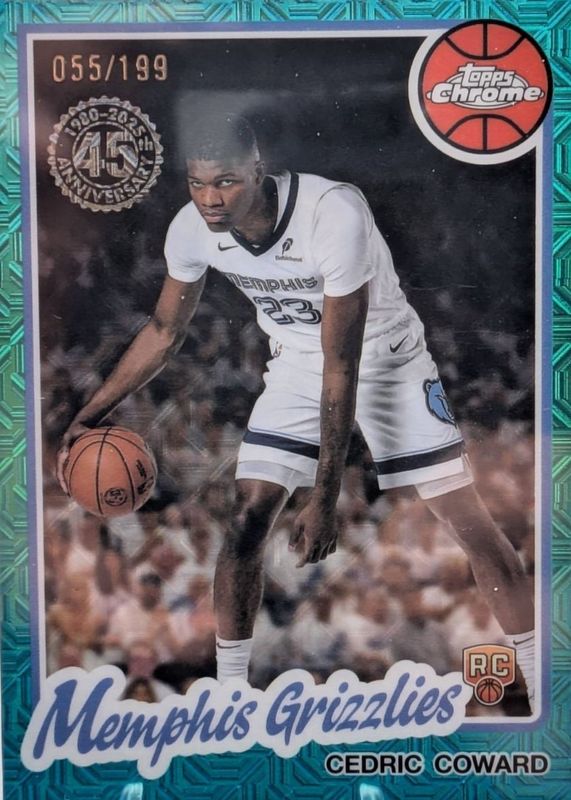 Cedric Coward 2025 Topps Silver Pack #TC-CO 1980-81 Topps Chrome - Aqua Refractor /199 Rookie RAW