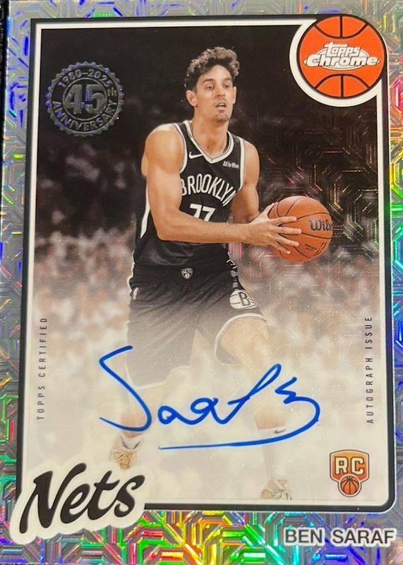 Ben Saraf 2025 Topps Silver Pack #80CR2-BS 1980-81 Topps Chrome Rookie Autographs SGC 9.5
